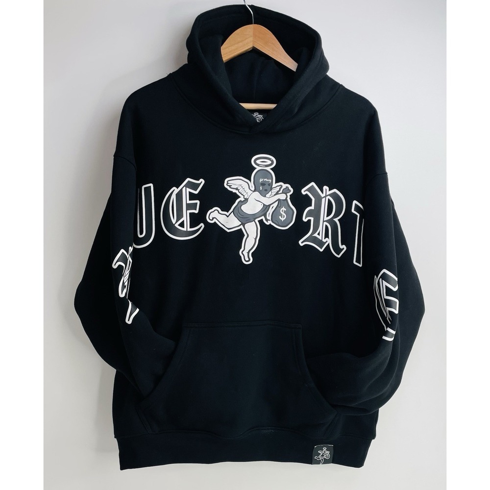 Hasta La Muerte BLACK/GREY MOTIVATED LTTRS Money HOODIE streetwear Men's XL